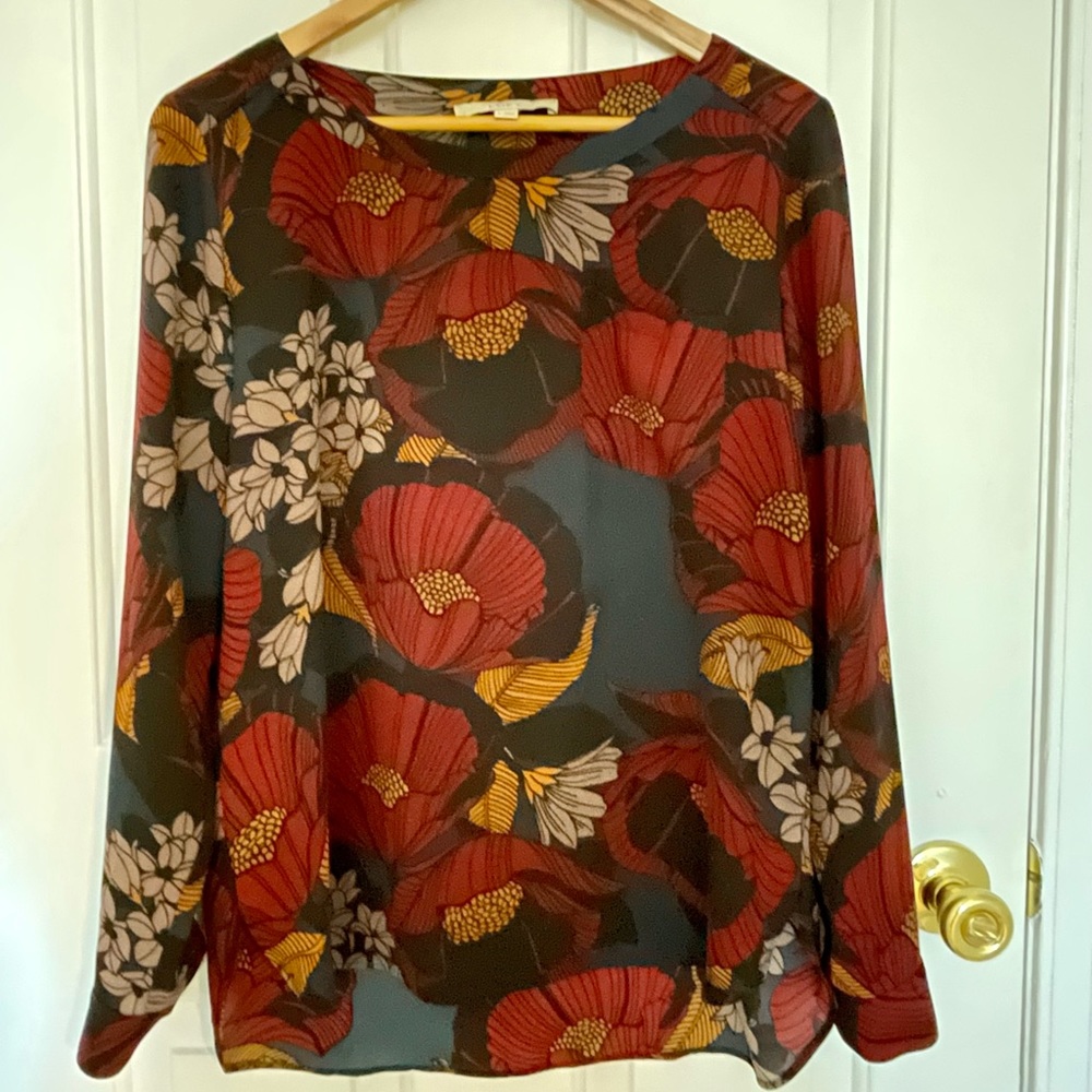 Loft Long Sleeve Floral Blouse, Sz S